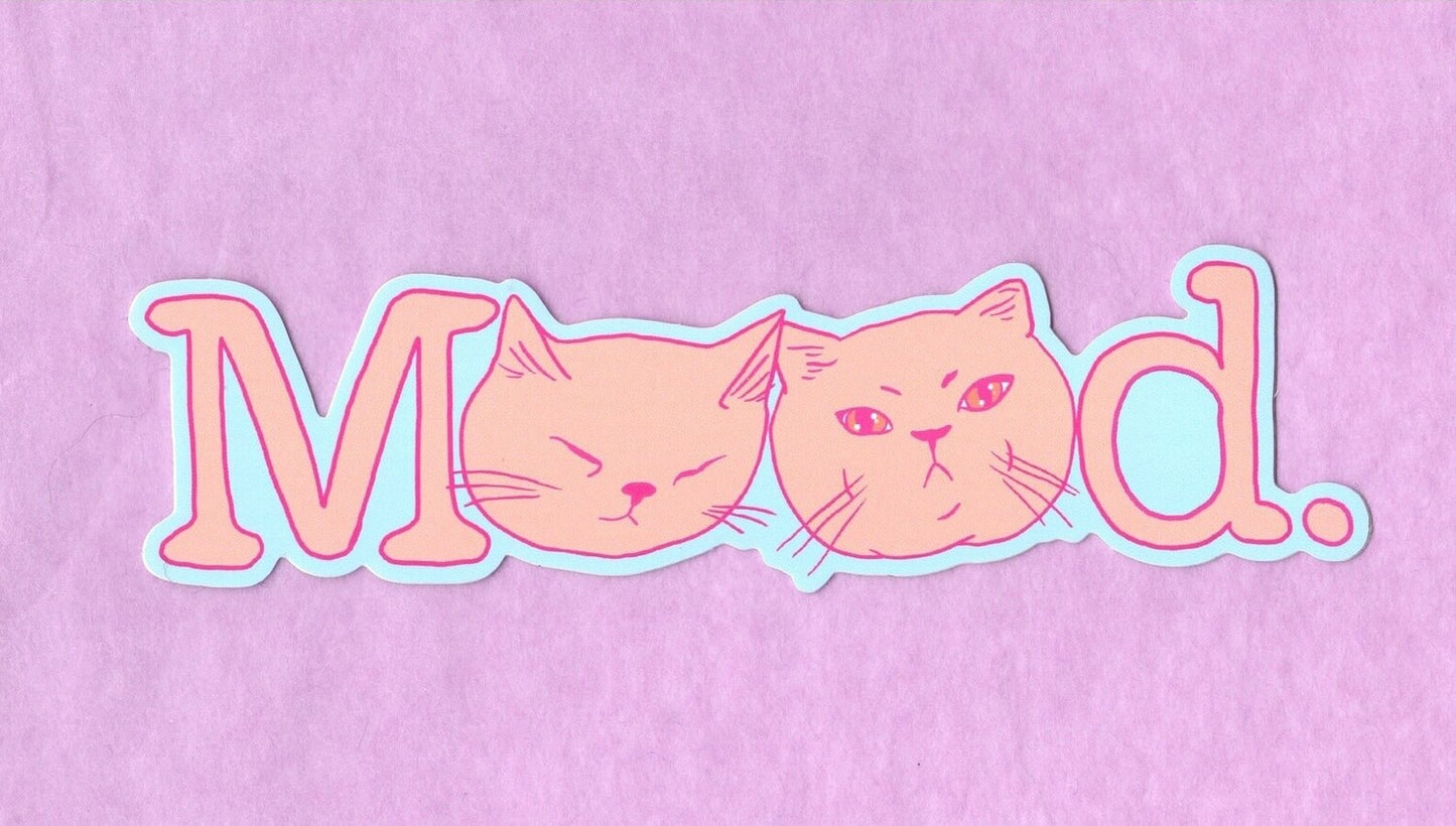 "Mood" Cat Face Sticker