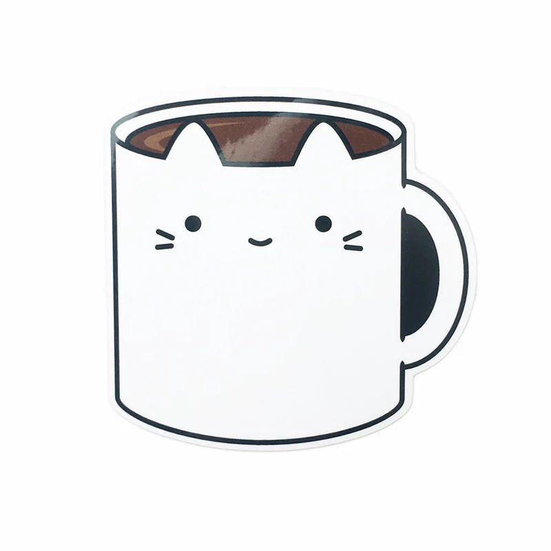 Coffee Cat Vinyl Sticker