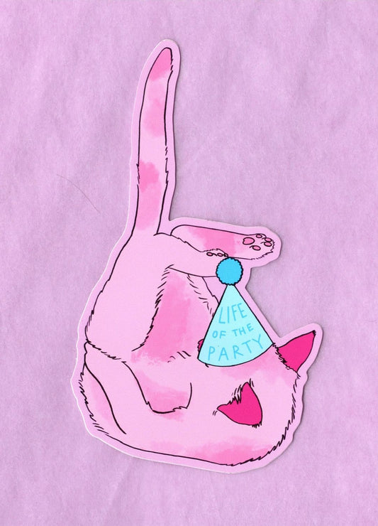 "Life of the Party" Cat Sticker