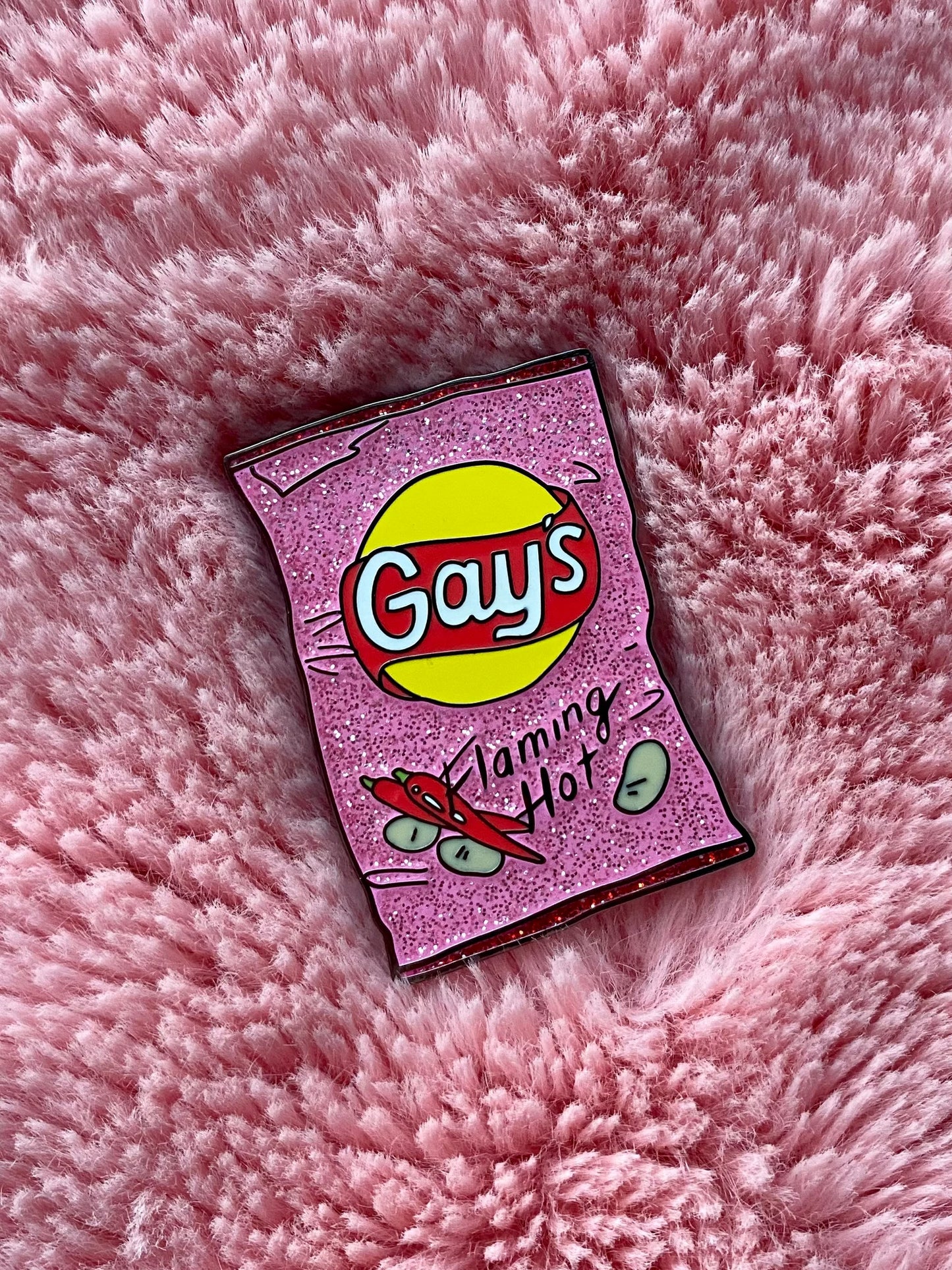 "Flaming Hot Gays" Enamel Pin